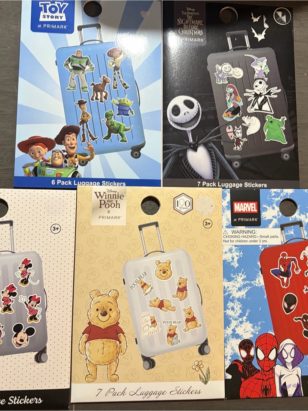 Disney lot of 5 packs of Luggage Sticker Pack